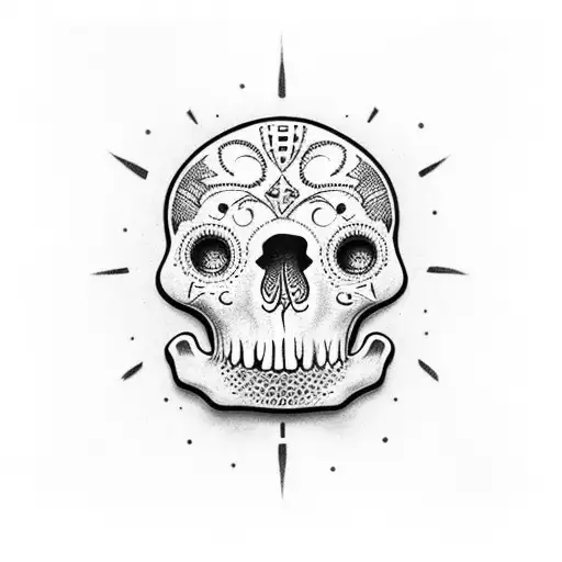 Calavera Con Puas En La Frente Y Un Texto Pain Escrito Debajo De Esta