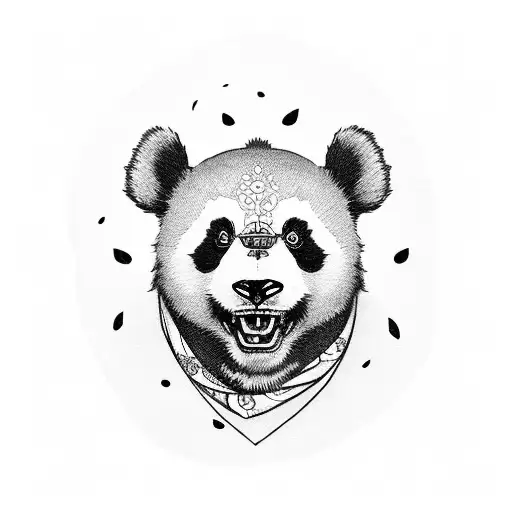 Angry Panda With Bandana And Face
