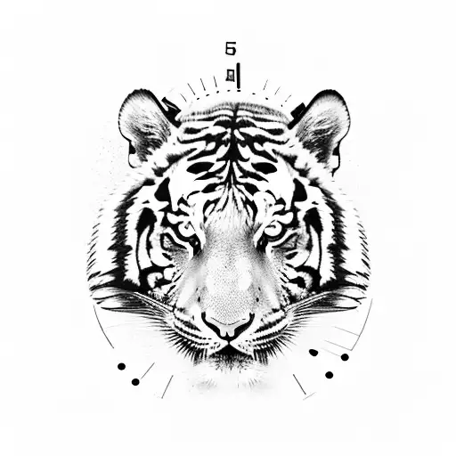 Tiger Coming Out To Wound With A Clock