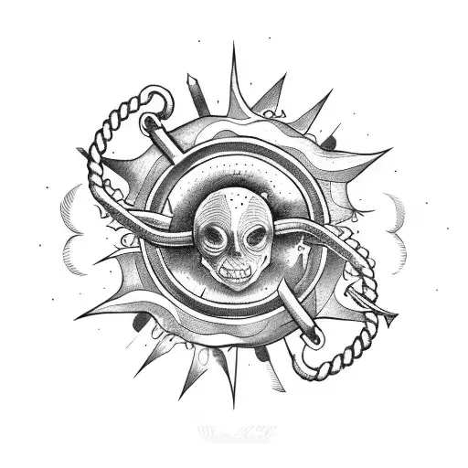 A Anchor With Rope Around A Sun