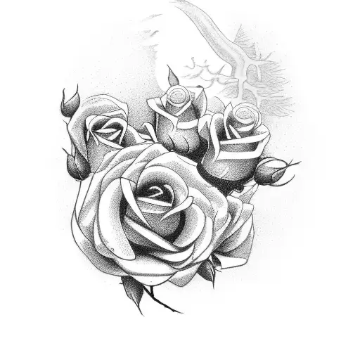 Design A Half-sleeve Tattoo With A Money Tree Blooming Roses And Vultures Perched On The Branches