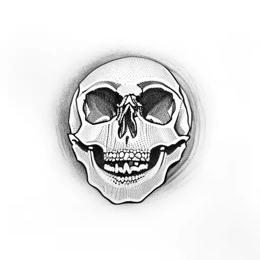 Skull With A 20 Sided Dice In His Mouth