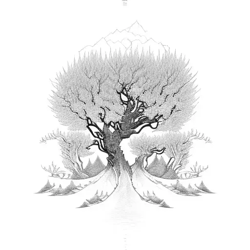 Intricate Branches Forming A Sleeve Design With A Hidden Willow Tree