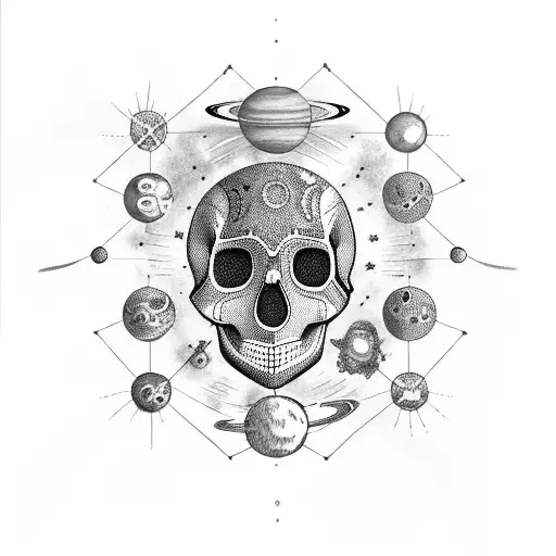 Constellation Forming A Skull And The Solar System Tattoo