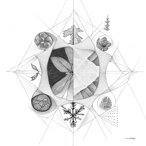 The Four Seasons Represented Along A Line In Four Different Shapes
