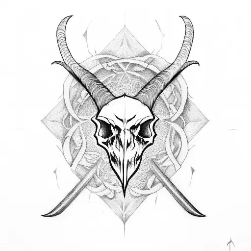 Evil Eye With Goat Skull And Sword