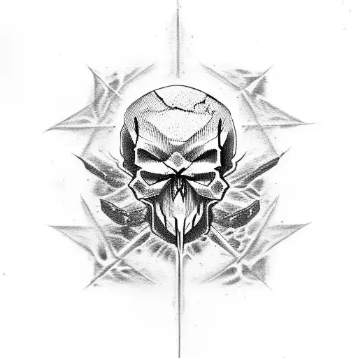 Demonic Skull With Some Fracture Tattoo