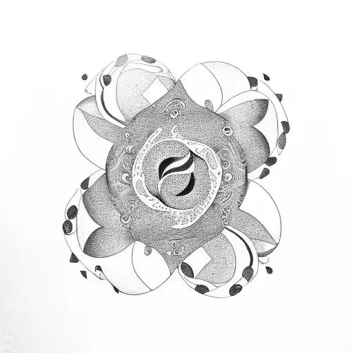 Yinyang With Flowers Colourful