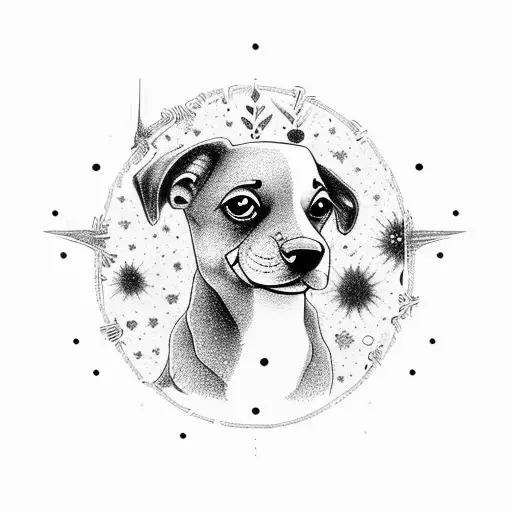 Dog And Parrot In Starry Night