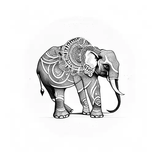 Myan Elephant Tattoo On Arm Mix Type