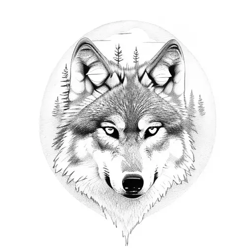 Wolf Walking Out Of Pine Forest