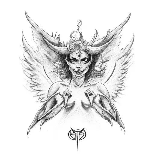 Best Friend Tattoo Margarita Angel Halo And Devil Horns