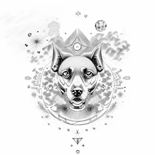 A Dreamlike Fusion Of A Dog And Parrot Flying Through A Star-filled Sky