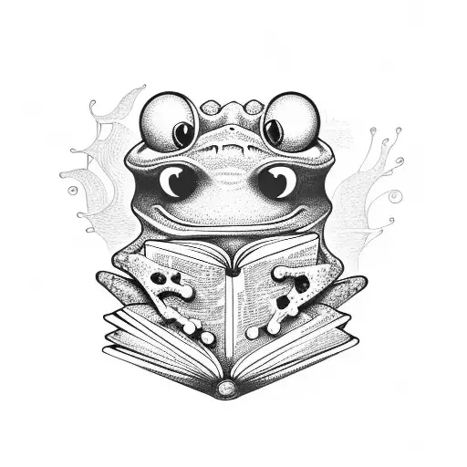 An Abstract Representation Of A Frog Reading A Book