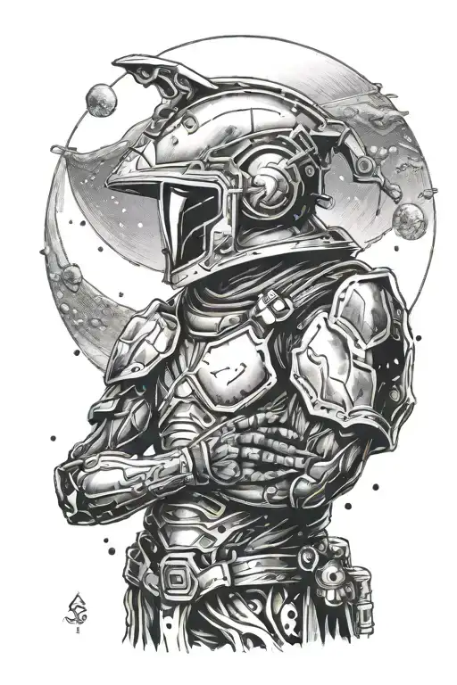 Spartan Looking At Alien Planet