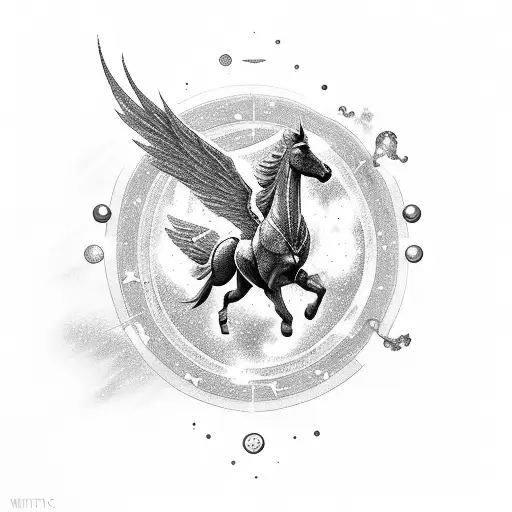 A Mystical Pegasus Soaring Through A Galaxy Filled With Gaming Symbols