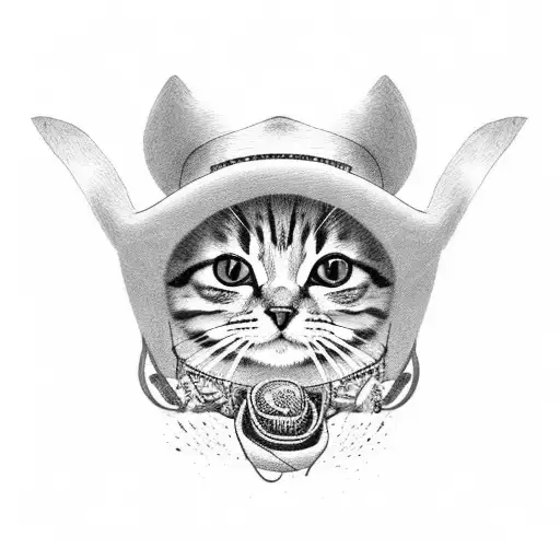 Small Cat With Cowboy Hat Simple