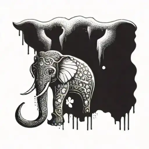 An Abstract Design Featuring A Symmetrical Arrangement Of Elephant Tusks And Lotus Petals