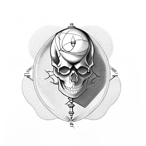 Skull With Hourglass With Human Side It