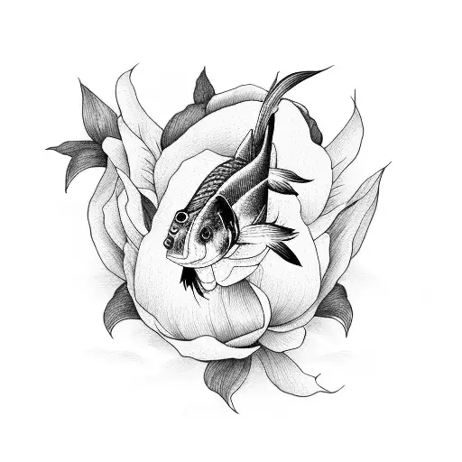 Peony And Fish Koi