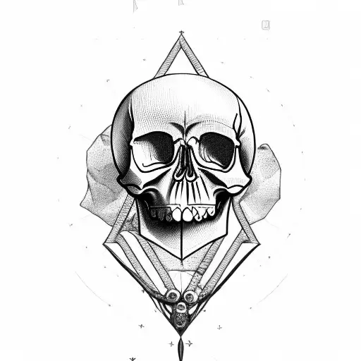 Skull With Hourglass With Human Inside Hourglass