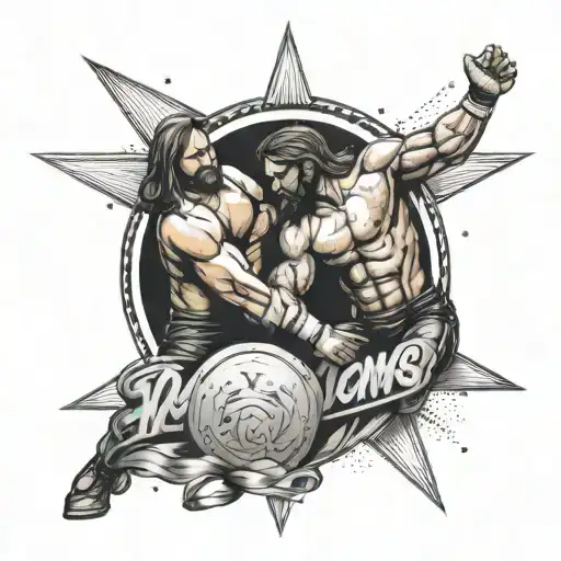 Create A Tattoo Design That Represents The Client's Love For Wrestling And Jesus