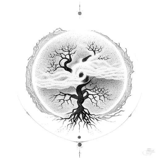 A Cosmic Tree Of Life With Roots Reaching Into The Earth And Branches Stretching Towards The Stars