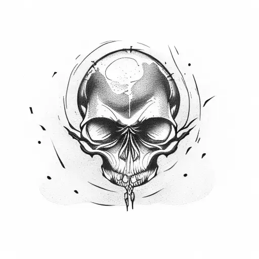 A Burnt Skull With Its Mouth Open On The Ground