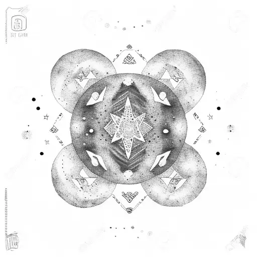 Moon Surrounded Bywith Two Stars