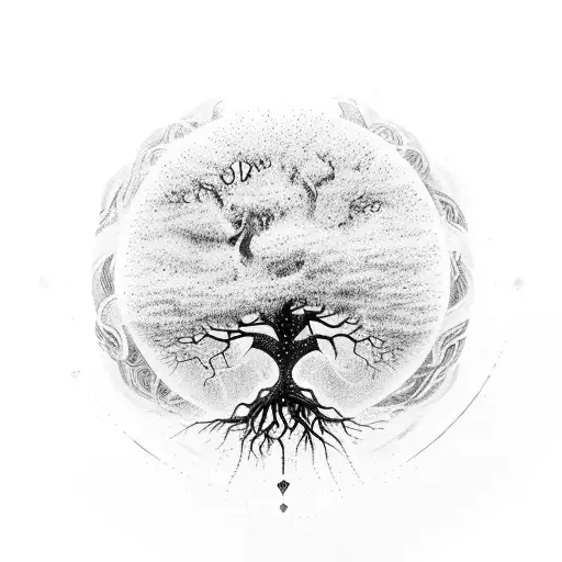 A Cosmic Tree Of Life With Roots Reaching Into The Earth And Branches Stretching Towards The Stars