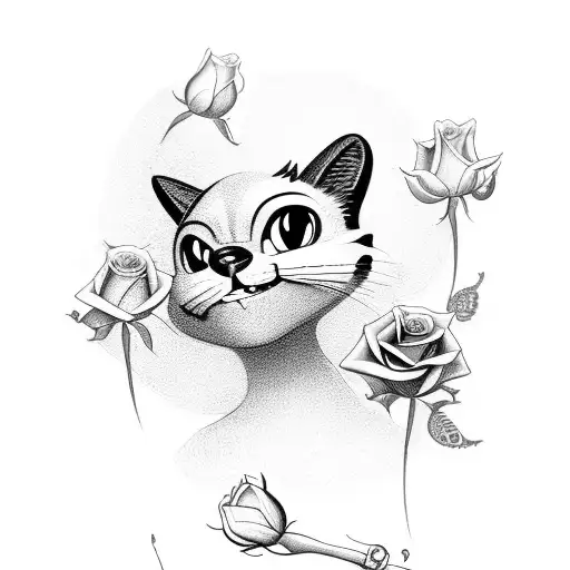 Felix The Cat With A Rose