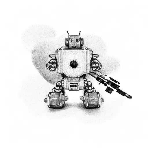 Ai Robot Holding A Gun
