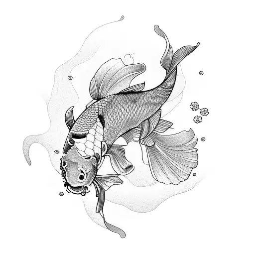 2 Koi Fish And Flowers