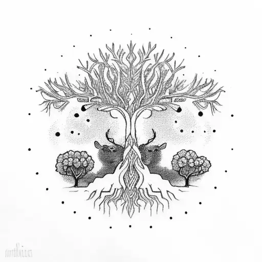 Intricate Tree Of Life With Woodland Animals