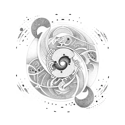 Yin And Yang And Waves Space