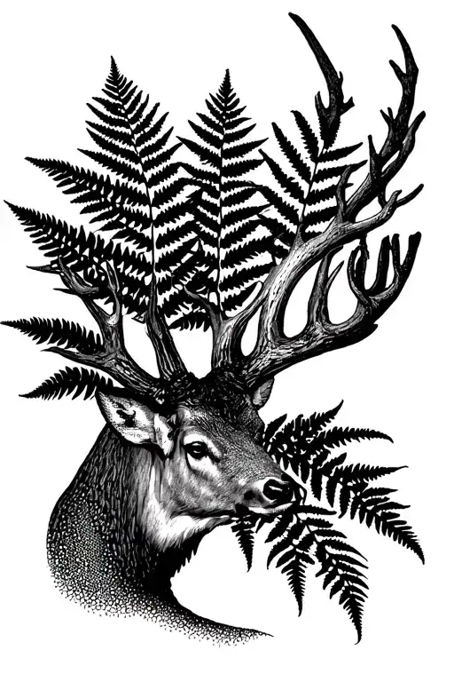 Deer Antler And Fern