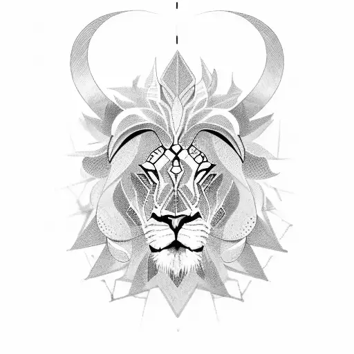 A Lion With A Mane Made Of Intricate Numerology Symbols