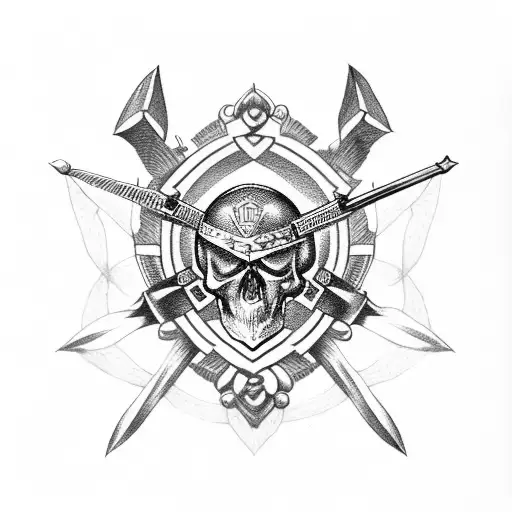 Greek Shield Skull Heart