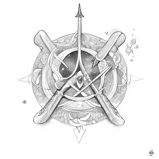 Sword With The Zodiac Flower Of Pisces And Virgo Intertwined