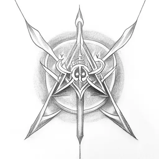 Design A Tattoo Of A Wand Casting A Spell That Forms The Shape Of The Deathly Hallows Symbol