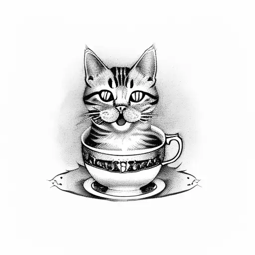Cat Inside Vintage Cup