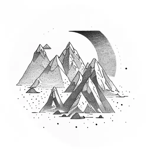 Mountain And Sea Insde A Circle