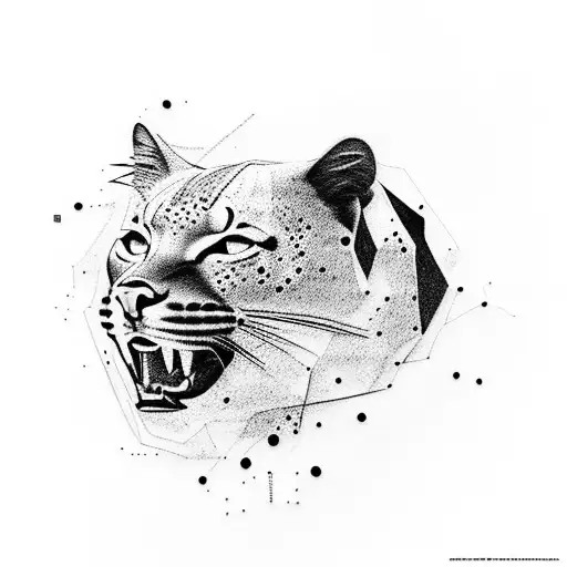An Abstract Representation Of A Panther With Subtle Ear Piercing Elements