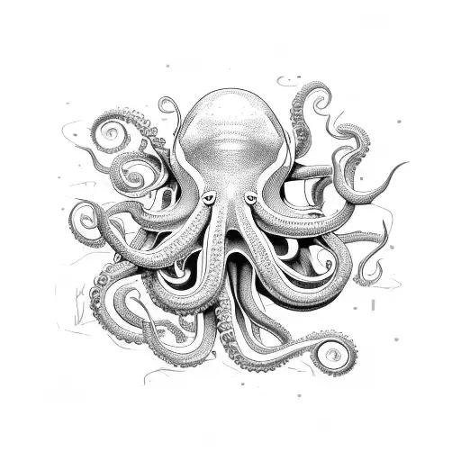 An Abstract Design Featuring Octopus Tentacles Intertwined With Marine Resources Business Tools