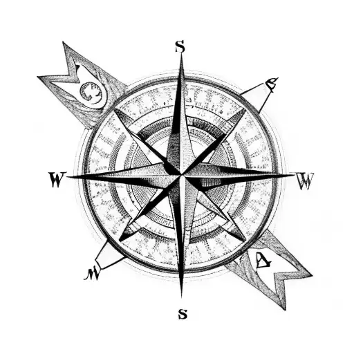A Tattoo Of A Compass Rose Surrounded By Various European Landmarks