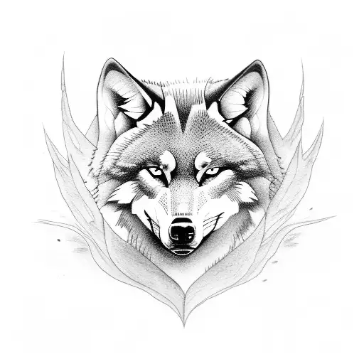 Tattoo Of A Wolf In A Storm