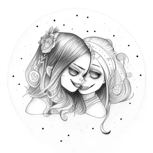 2 Little Girls Swinging Moon