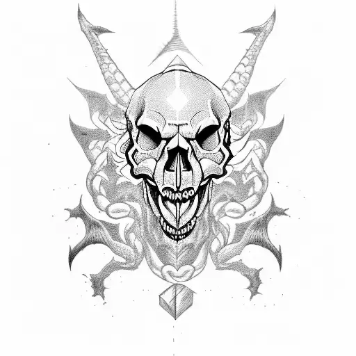 Skull Dog Fighting A Dragon