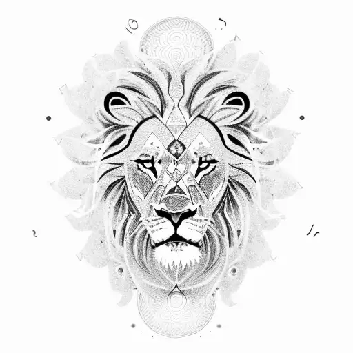 A Lion With A Mane Made Of Intricate Numerology Symbols