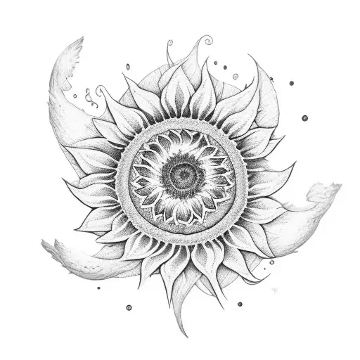 Stemmed Sunflower With A Bluebird